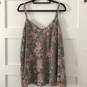 Torrid Gray Floral Tieback Georgette Tank - NWT